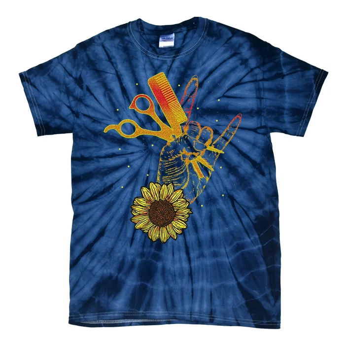 Hairstylist Sunflower Design Hippie Hair Salon Tie-Dye T-Shirt