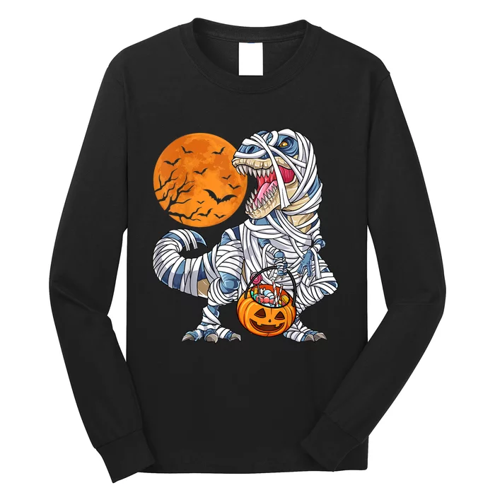 Halloween Shirts Dinosaur T Rex Mummy Pumpkin Long Sleeve Shirt