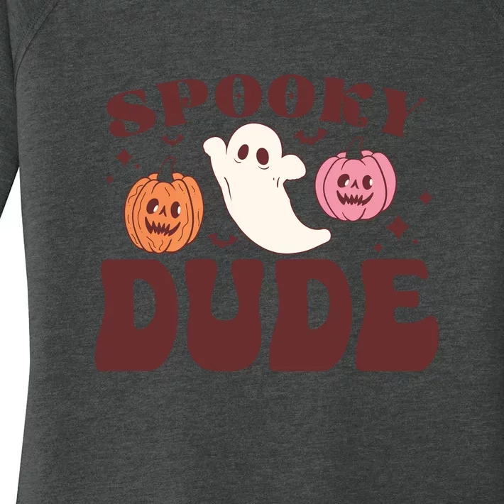 Halloween Spooky Dude Cute Ghost Groovy Gift Women's Perfect Tri Tunic Long Sleeve Shirt