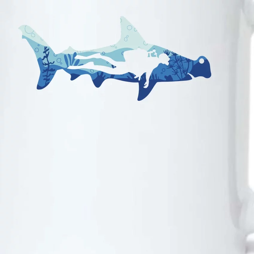 Hammerhead Shark Diver Ocean Black Color Changing Mug