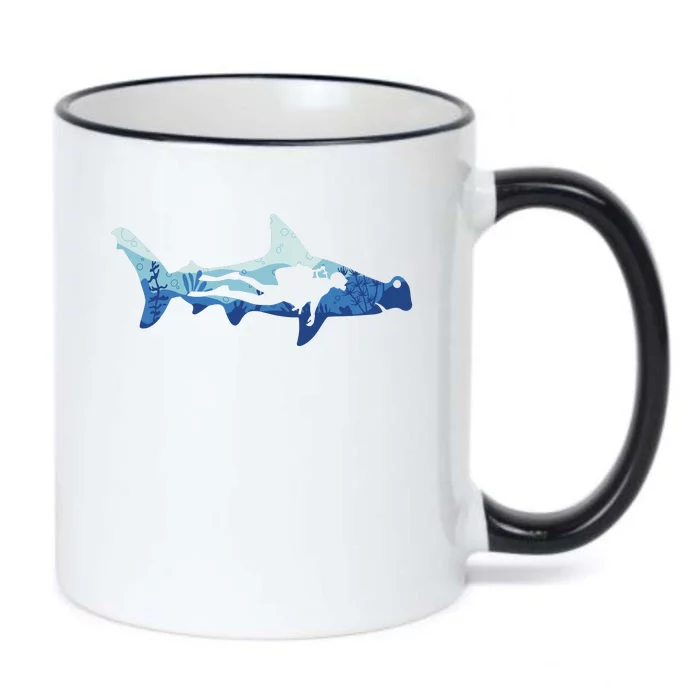 Hammerhead Shark Diver Ocean Black Color Changing Mug