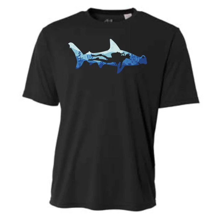 Hammerhead Shark Diver Ocean Cooling Performance Crew T-Shirt