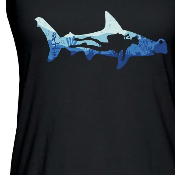 Hammerhead Shark Diver Ocean Ladies Essential Flowy Tank