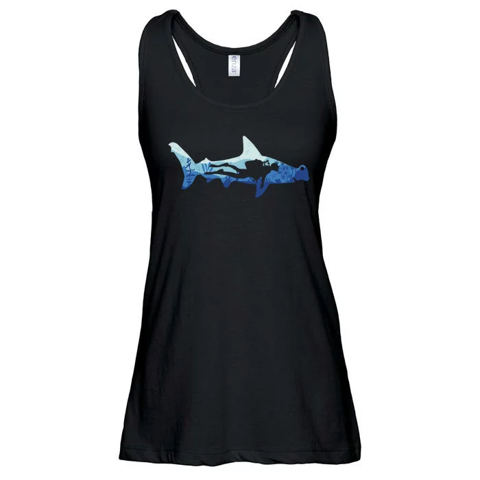 Hammerhead Shark Diver Ocean Ladies Essential Flowy Tank