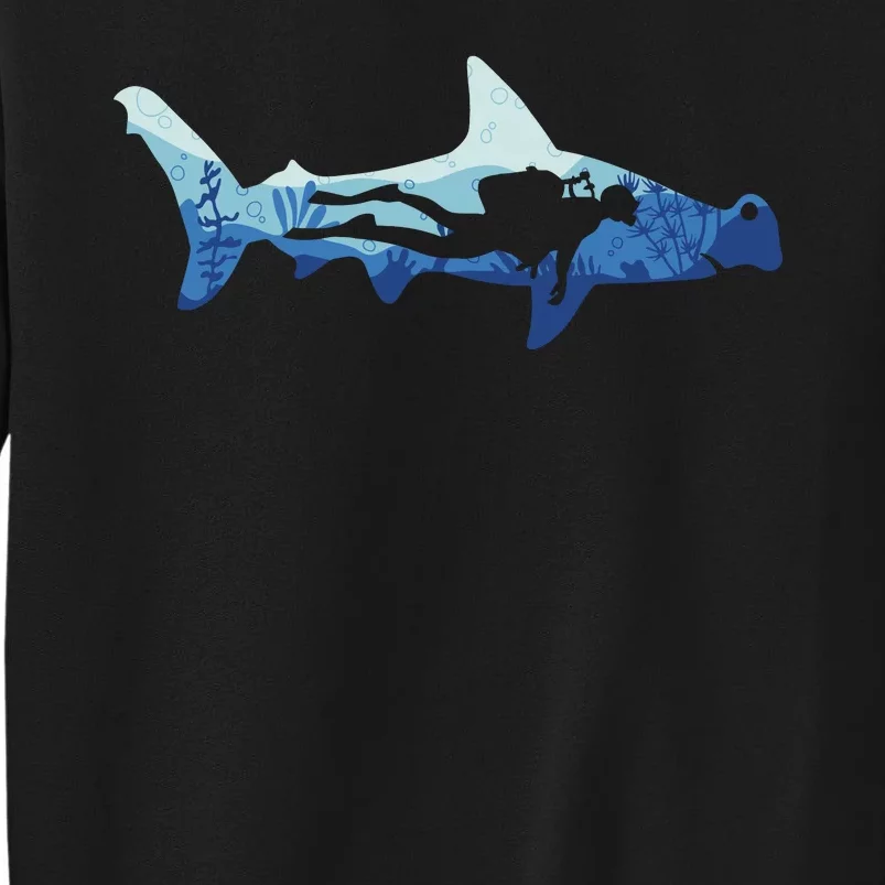 Hammerhead Shark Diver Ocean Tall Sweatshirt