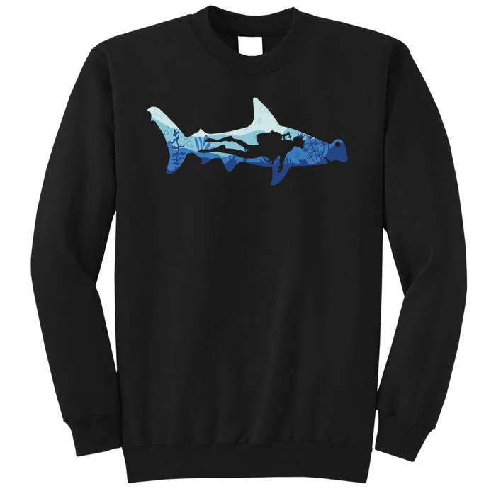 Hammerhead Shark Diver Ocean Tall Sweatshirt