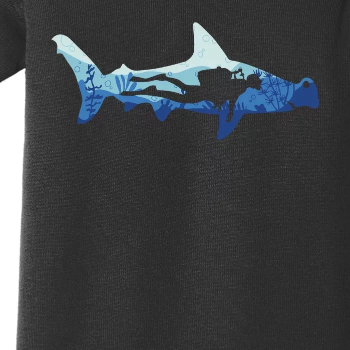 Hammerhead Shark Diver Ocean Baby Bodysuit