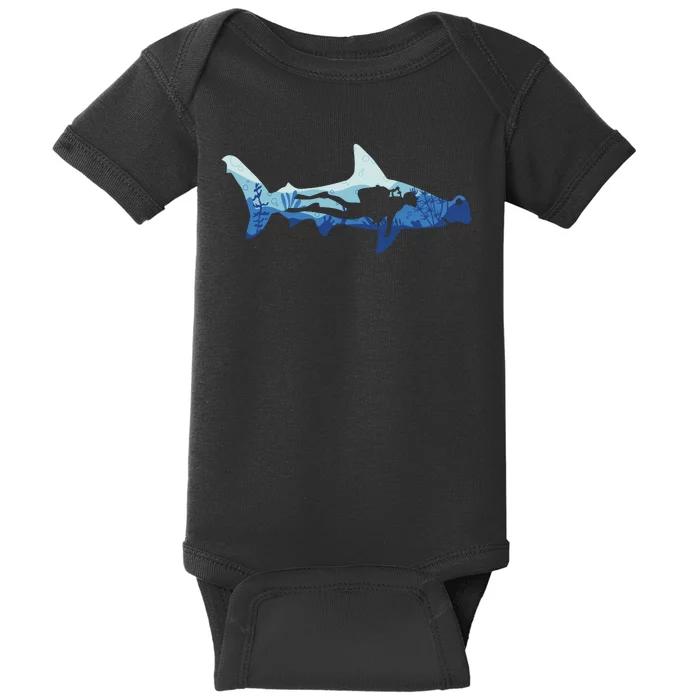 Hammerhead Shark Diver Ocean Baby Bodysuit