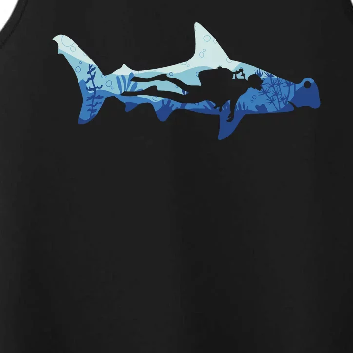 Hammerhead Shark Diver Ocean Performance Tank