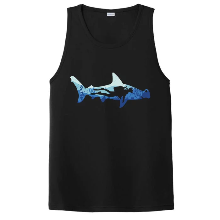 Hammerhead Shark Diver Ocean Performance Tank