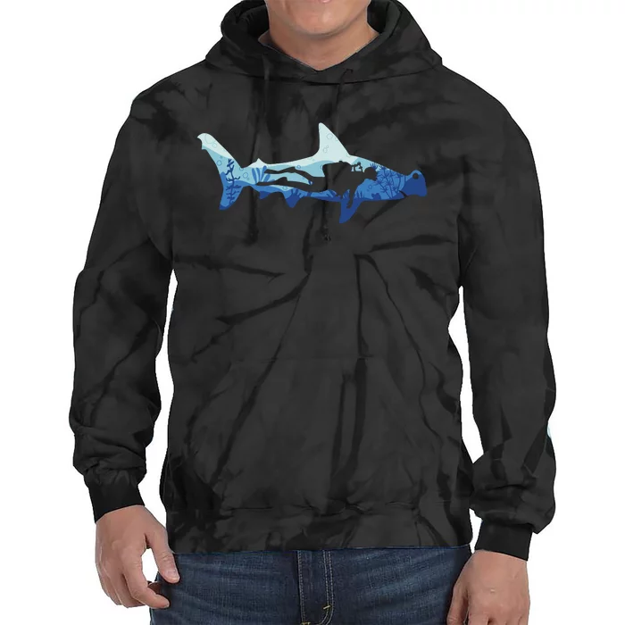 Hammerhead Shark Diver Ocean Tie Dye Hoodie