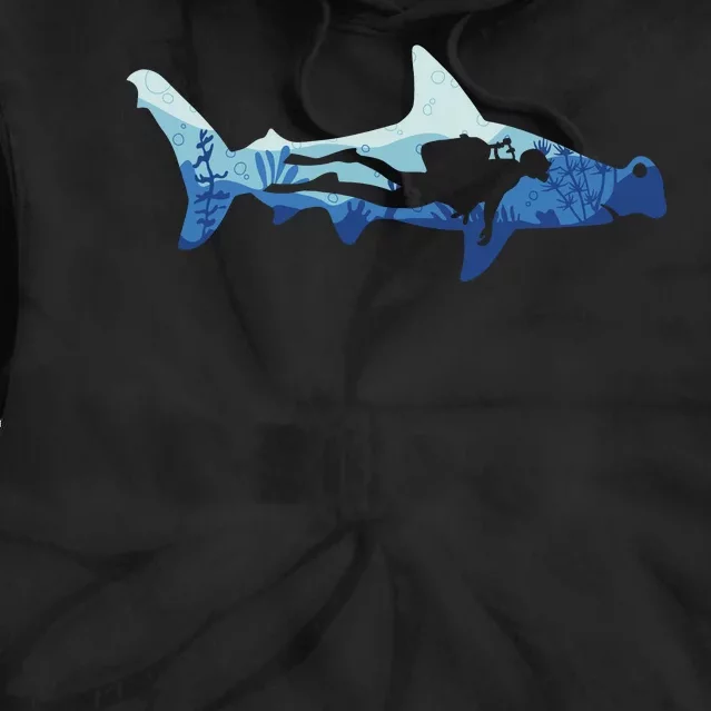 Hammerhead Shark Diver Ocean Tie Dye Hoodie