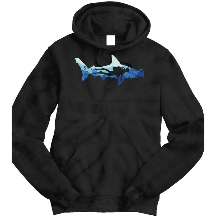 Hammerhead Shark Diver Ocean Tie Dye Hoodie