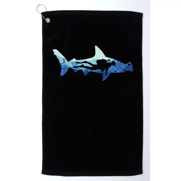 Hammerhead Shark Diver Ocean Platinum Collection Golf Towel