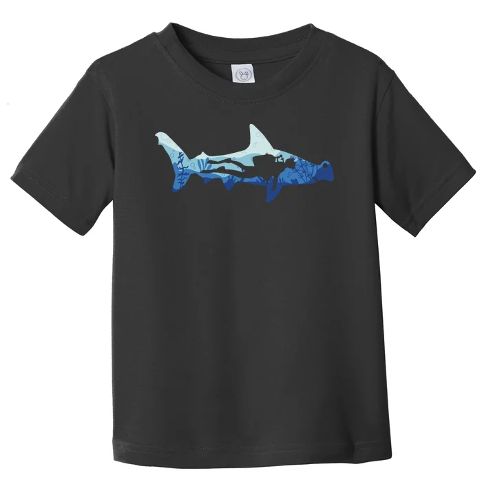 Hammerhead Shark Diver Ocean Toddler T-Shirt