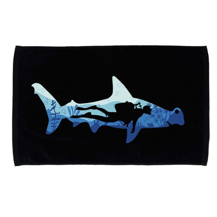 Hammerhead Shark Diver Ocean Microfiber Hand Towel