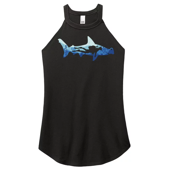 Hammerhead Shark Diver Ocean Women’s Perfect Tri Rocker Tank