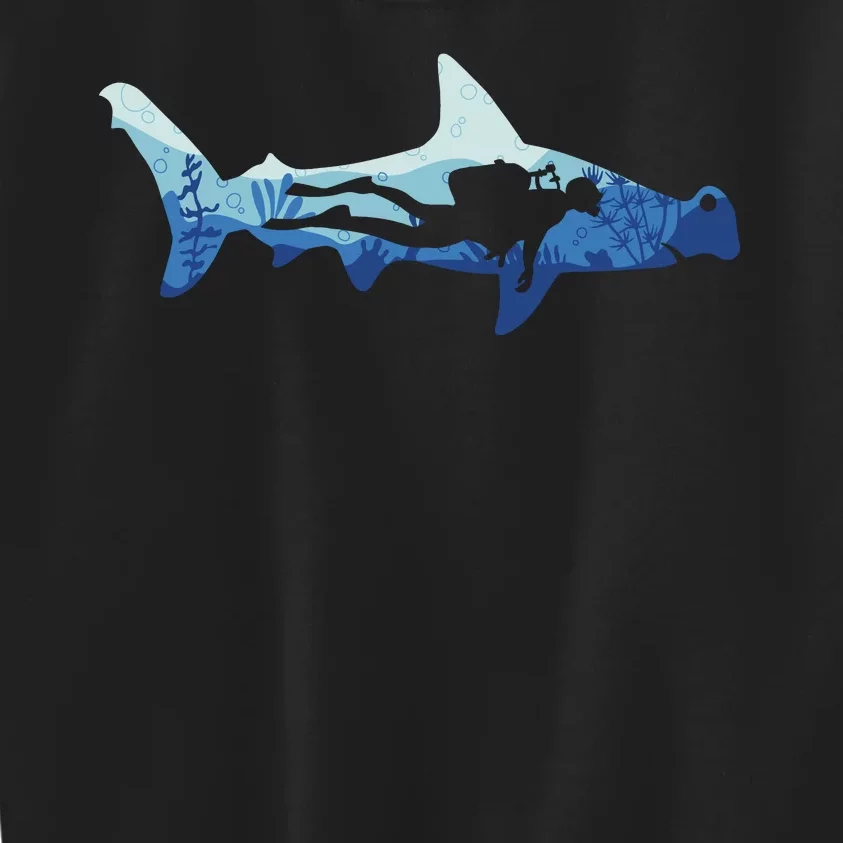 Hammerhead Shark Diver Ocean Kids Sweatshirt