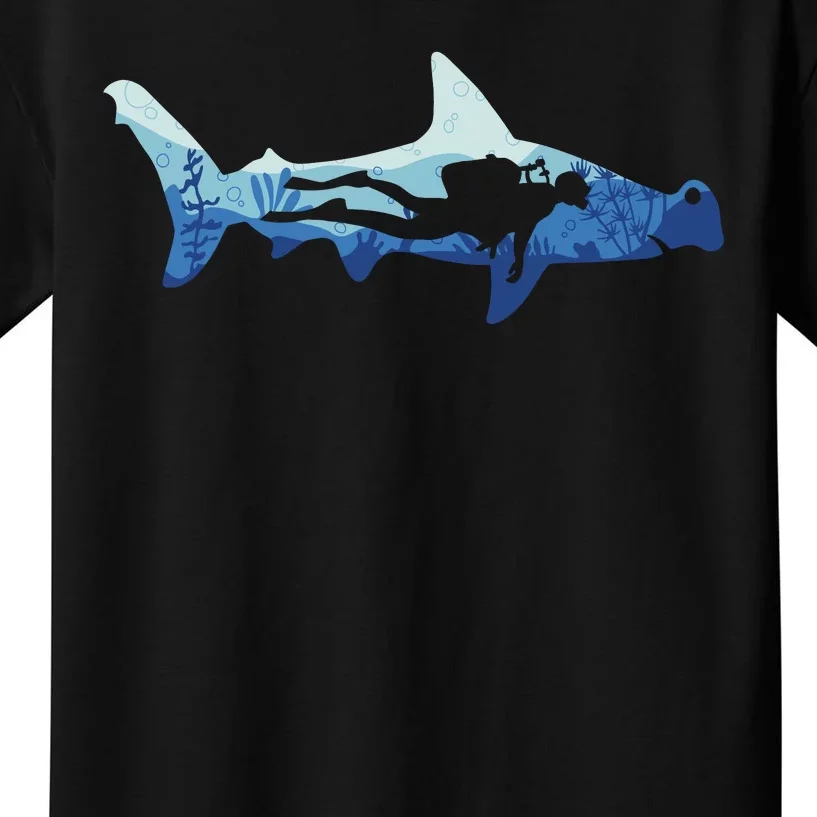 Hammerhead Shark Diver Ocean Kids T-Shirt