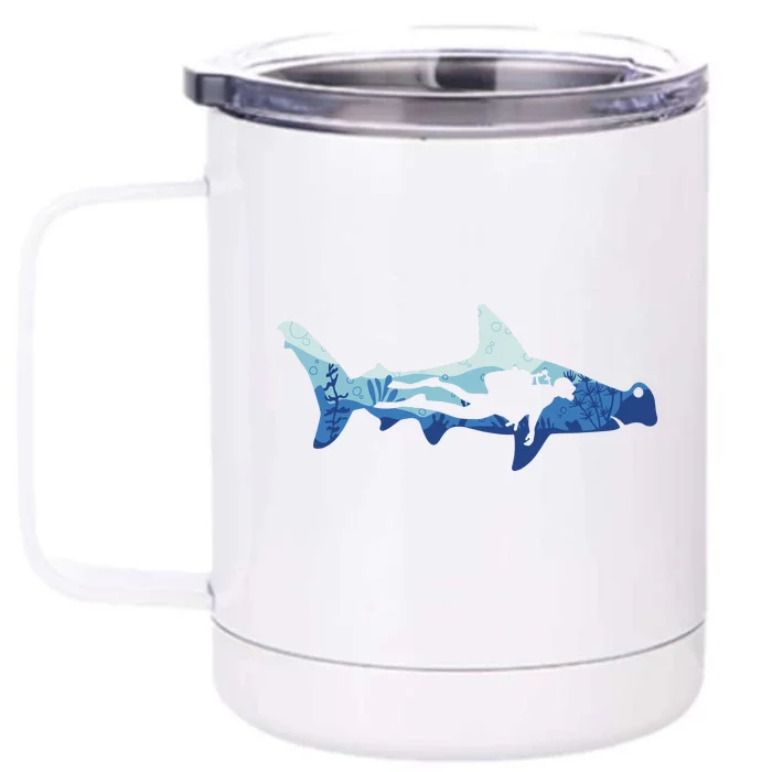 Hammerhead Shark Diver Ocean Front & Back 12oz Stainless Steel Tumbler Cup