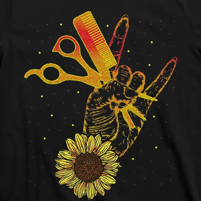 Hairstylist Sunflower Design Hippie Hair Salon T-Shirt