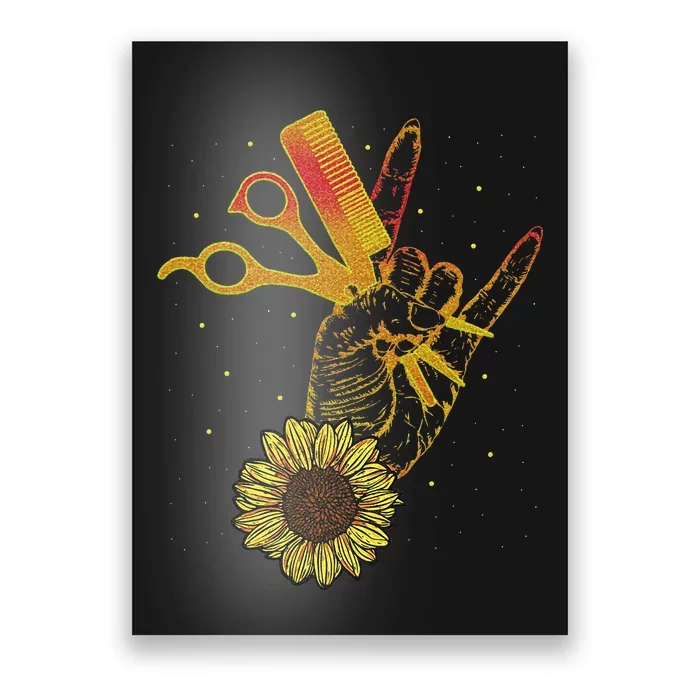 Hairstylist Sunflower Design Hippie Hair Salon Poster