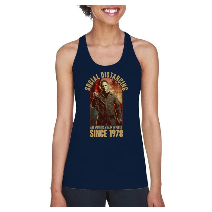 Halloween Social Distancing And Wearing A Mask Since 1978 Women's Racerback Tank