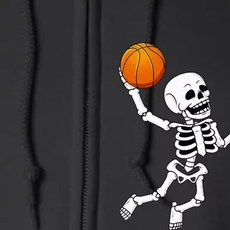 Halloween Skeleton Dunking Basketball Full Zip Hoodie