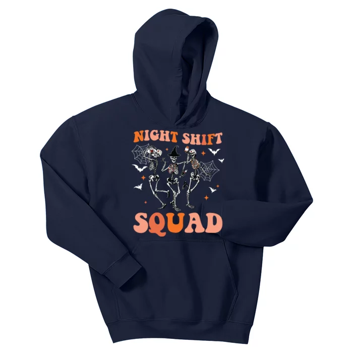 Halloween Skeleton Dancing Nurse Night Squad Shift Women Kids Hoodie