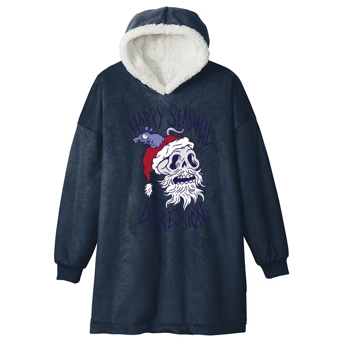 Happy Seasonal Depression Santa Hooded Wearable Blanket