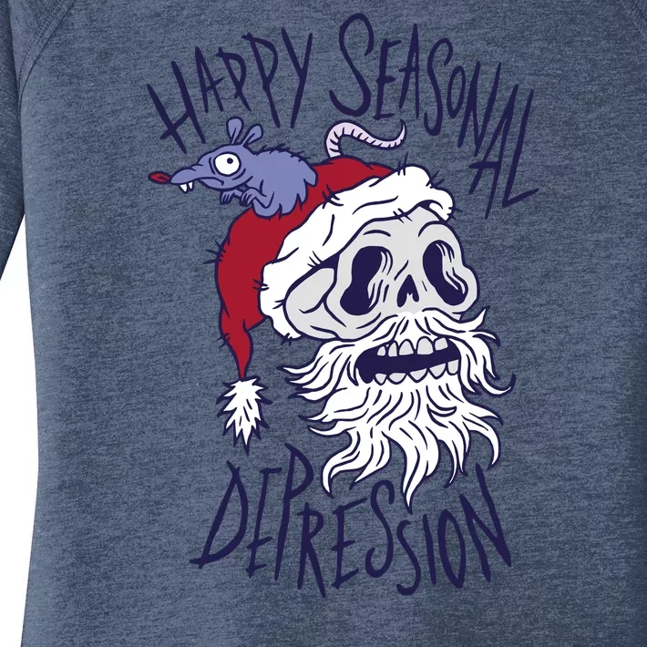 Happy Seasonal Depression Santa Women's Perfect Tri Tunic Long Sleeve Shirt