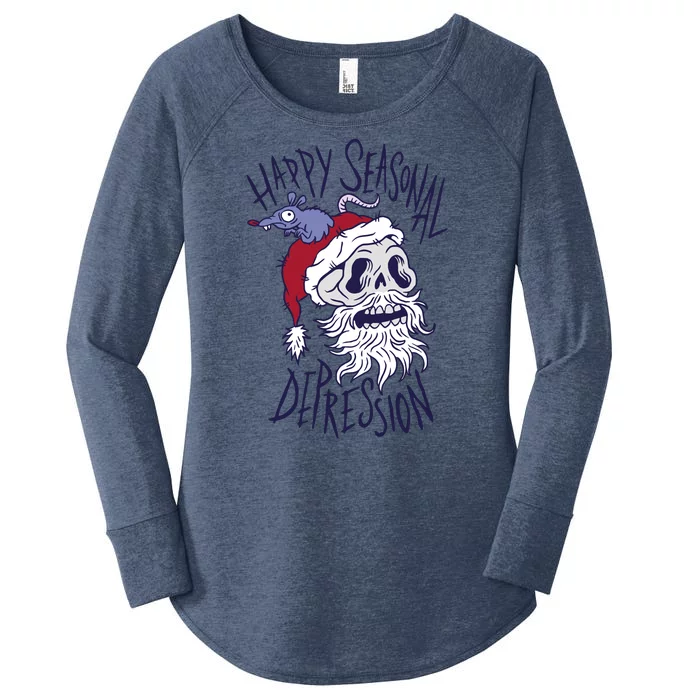 Happy Seasonal Depression Santa Women's Perfect Tri Tunic Long Sleeve Shirt