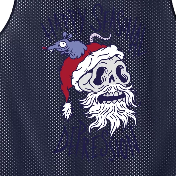 Happy Seasonal Depression Santa Mesh Reversible Basketball Jersey Tank