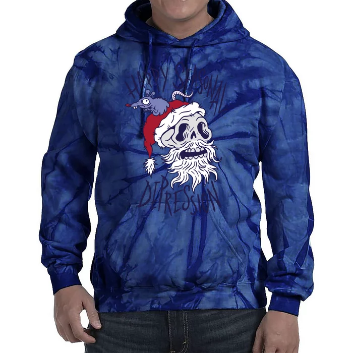 Happy Seasonal Depression Santa Tie Dye Hoodie