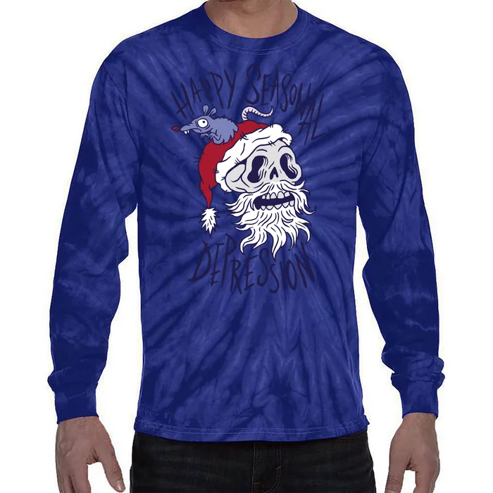 Happy Seasonal Depression Santa Tie-Dye Long Sleeve Shirt