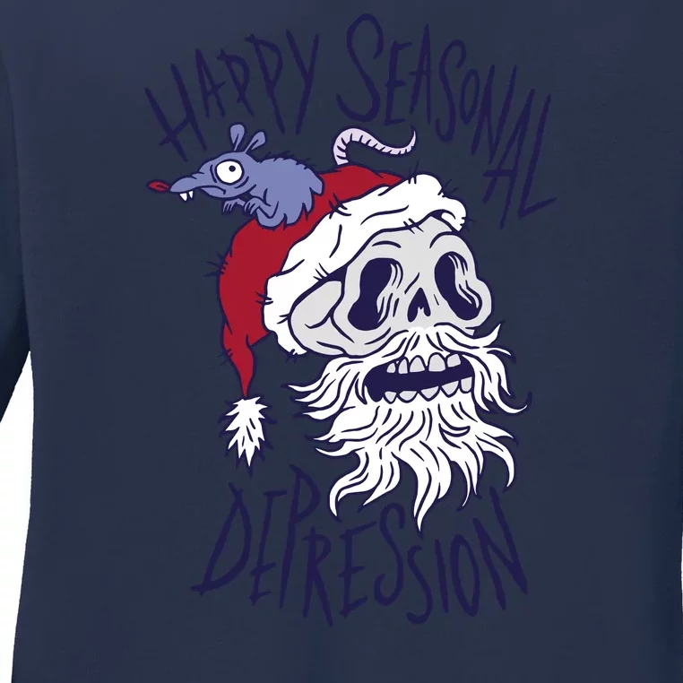 Happy Seasonal Depression Santa Ladies Long Sleeve Shirt