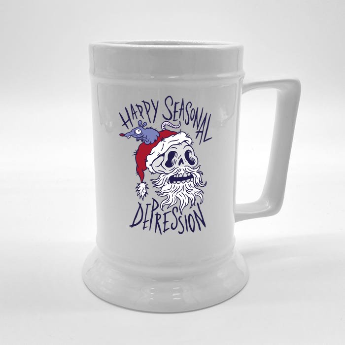 Happy Seasonal Depression Santa Front & Back Beer Stein