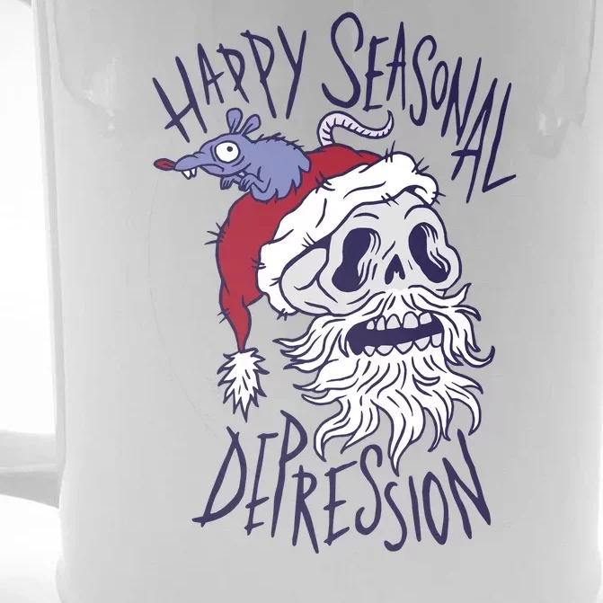 Happy Seasonal Depression Santa Front & Back Beer Stein