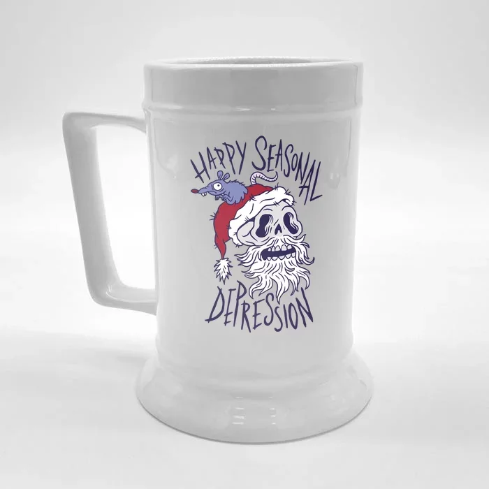 Happy Seasonal Depression Santa Front & Back Beer Stein