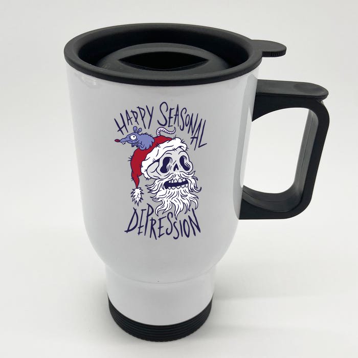 Happy Seasonal Depression Santa Front & Back Stainless Steel Travel Mug