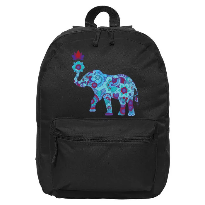 Henna Styled Elephant Lotus Flower Save The Elephants 16 in Basic Backpack