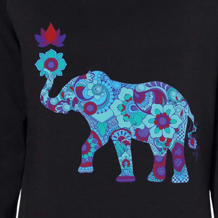 Henna Styled Elephant Lotus Flower Save The Elephants Womens California Wash Sweatshirt