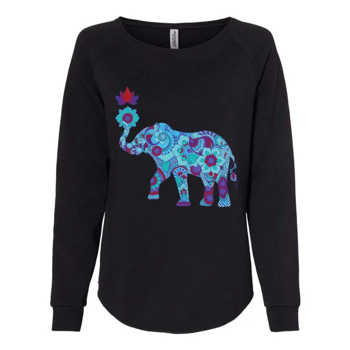 Henna Styled Elephant Lotus Flower Save The Elephants Womens California Wash Sweatshirt