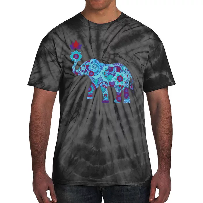 Henna Styled Elephant Lotus Flower Save The Elephants Tie-Dye T-Shirt