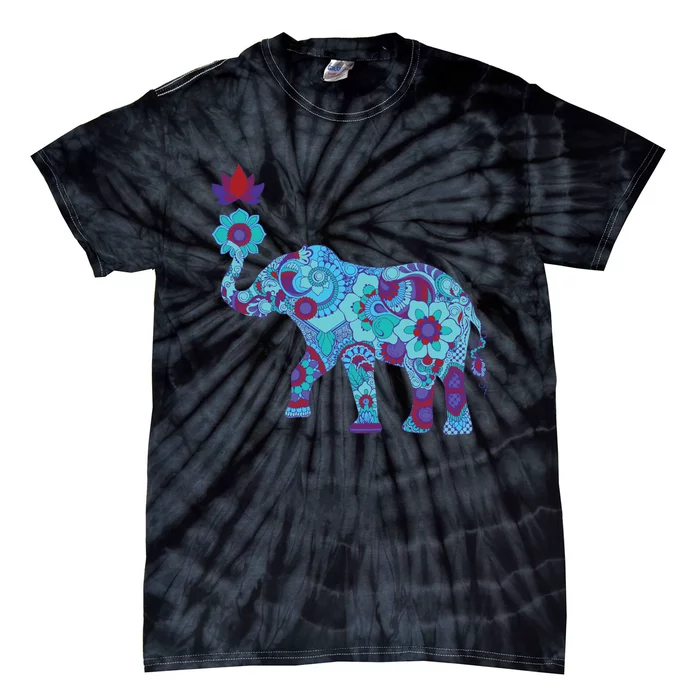 Henna Styled Elephant Lotus Flower Save The Elephants Tie-Dye T-Shirt