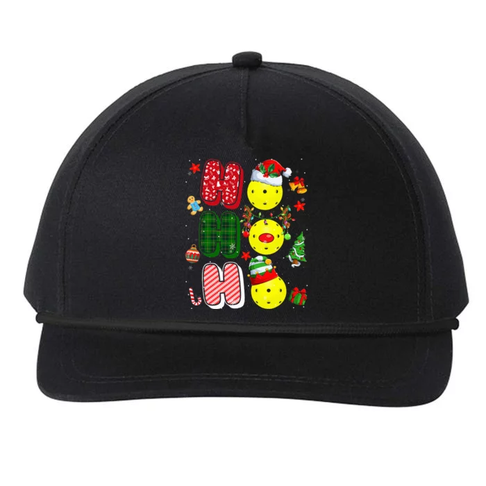 Hohoho Santa Elf Reindeer Pickleball Balls Xmas Tree Lights Snapback Five-Panel Rope Hat