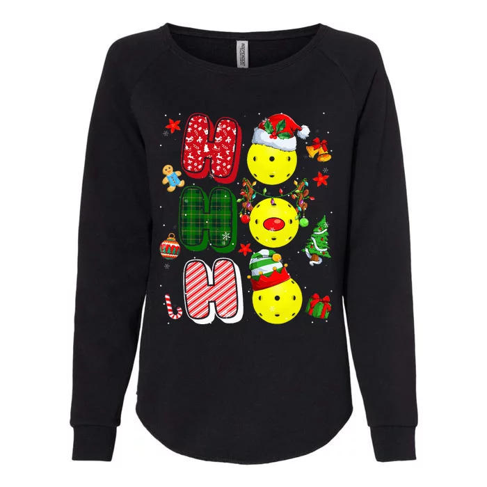 Hohoho Santa Elf Reindeer Pickleball Balls Xmas Tree Lights Womens California Wash Sweatshirt