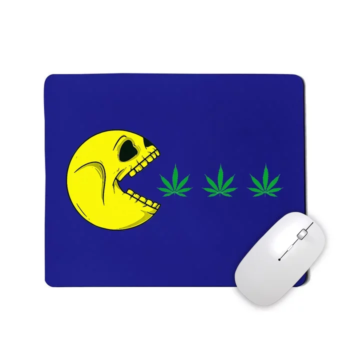 Halloween Skeleton Eats Weed Funny Marijuana Cannabis 420 Mousepad