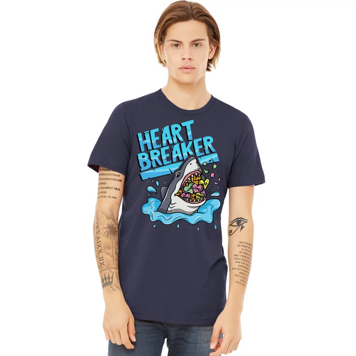 Heartbreaker Shark Eating Hearts Valentine's Day Premium T-Shirt