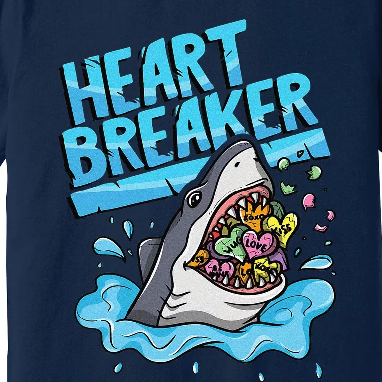 Heartbreaker Shark Eating Hearts Valentine's Day Premium T-Shirt